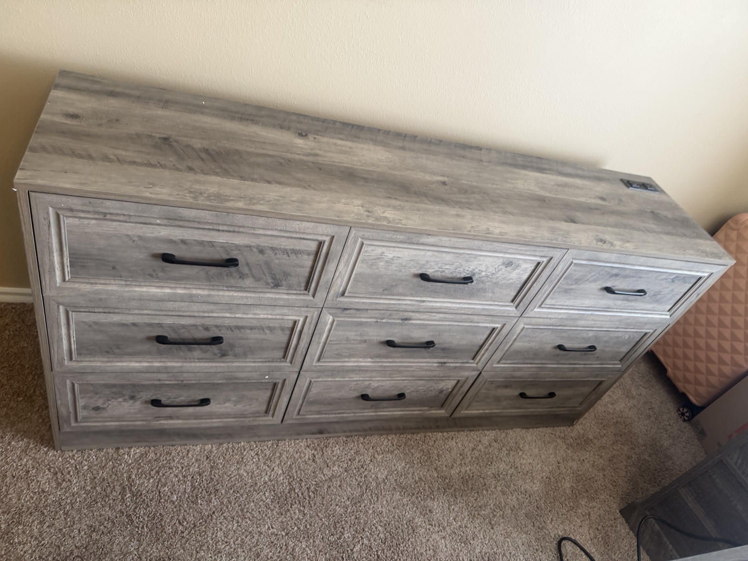 Completed six-drawer dresser assembly