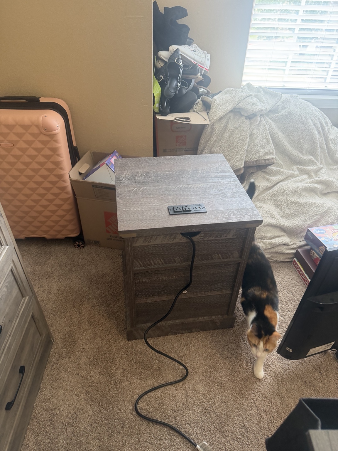 Completed nightstand furniture assembly