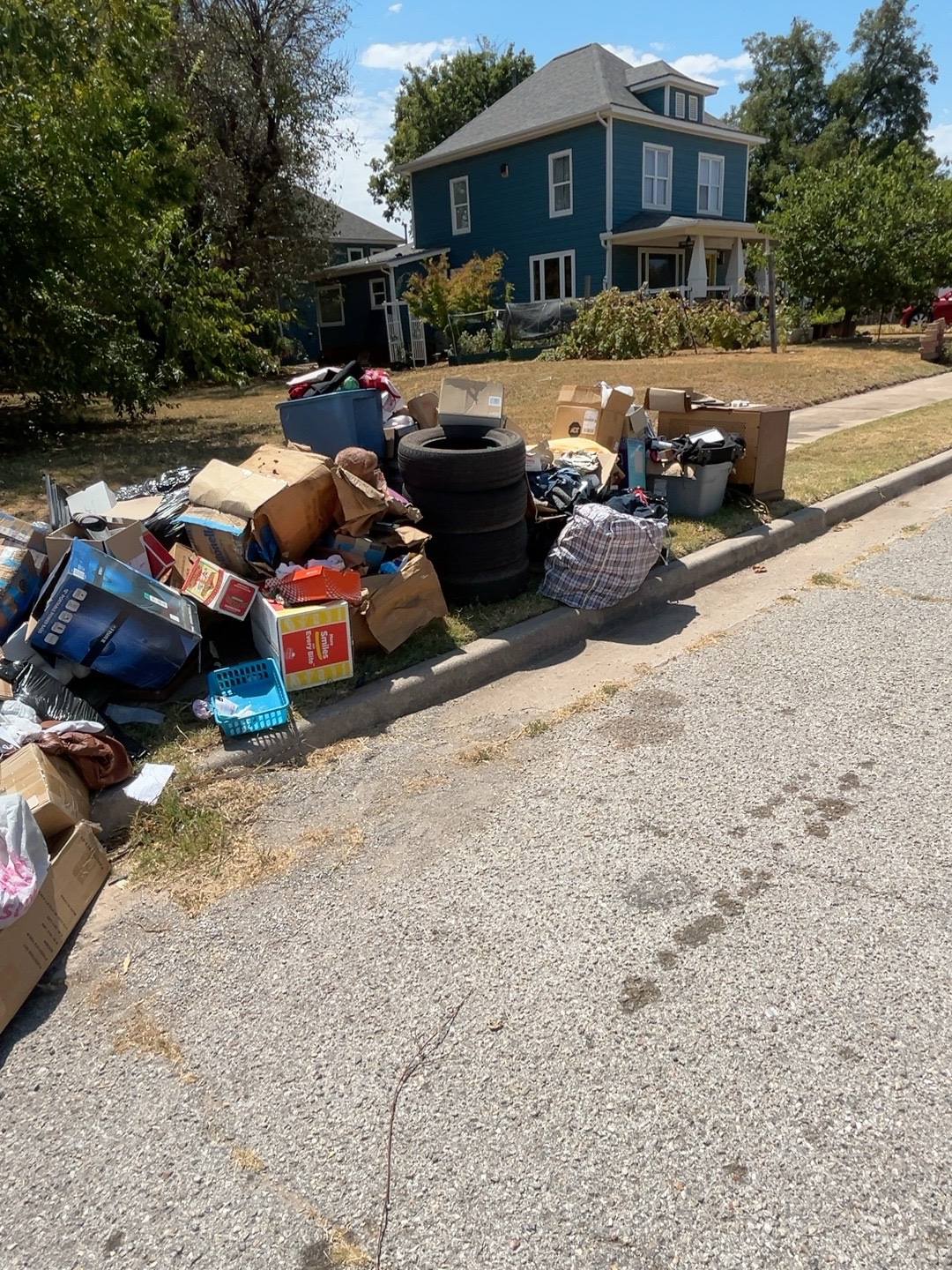 Large curbside junk-removal project ready for hauling