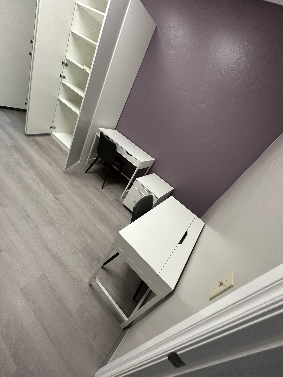 Office desks and wall cabinets assembled and installed